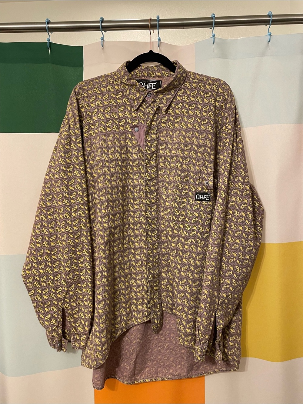 Men’s Vintage Purple Paisley Long-Sleeve Shirt